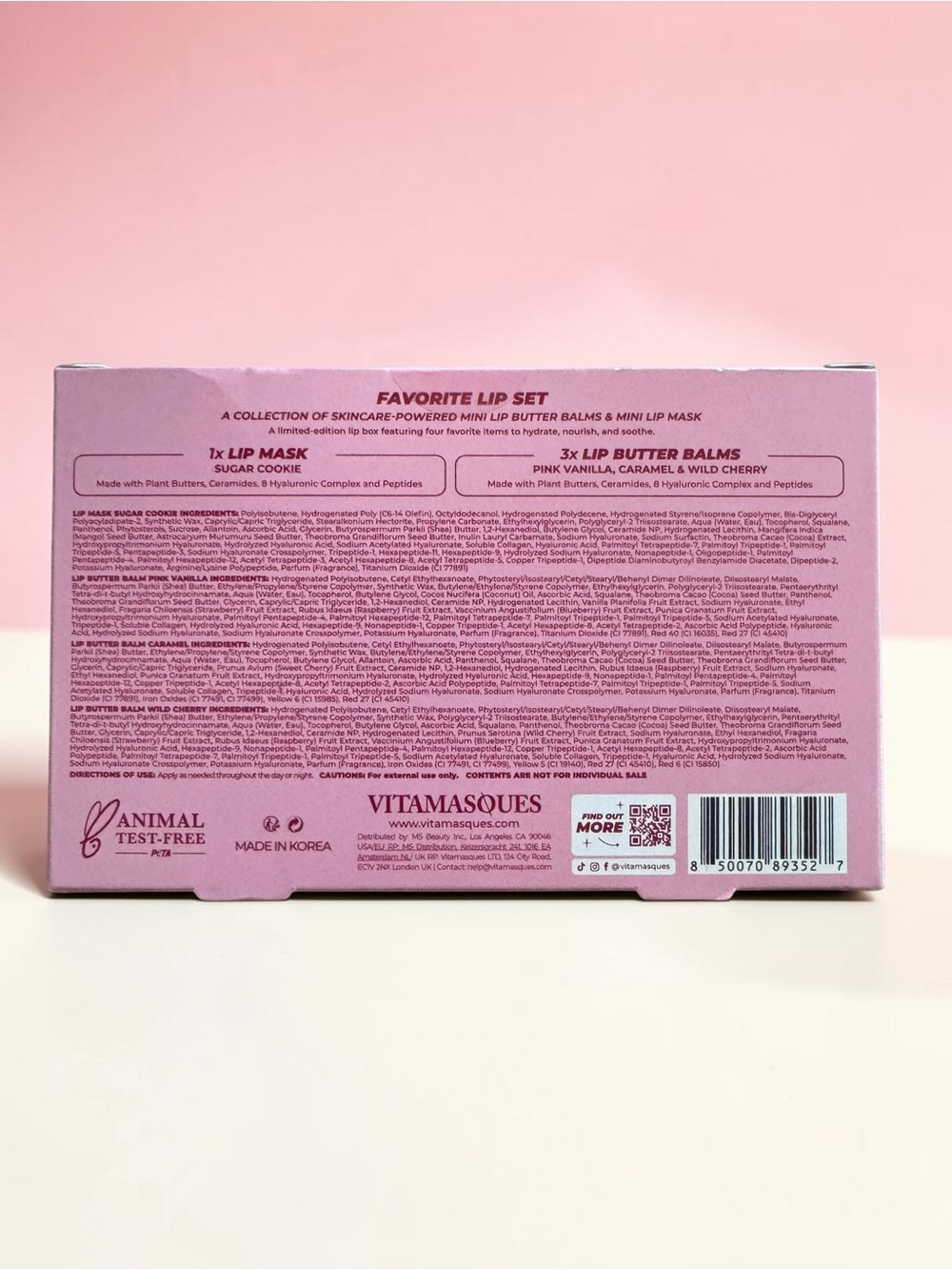 Vitamasques Pink Lip Balm & Mini Mask Set NIB - Picture 2 of 2